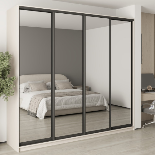 MebelStar Four-door wardrobe Standard BG 4 Mirrors Cashmere, 260x45x240 cm (MBS-12779)