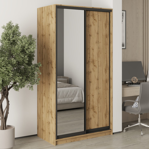MebelStar Two-door wardrobe Standard BG DSP/Mirror Tahoe Oak, 110x60x210 cm (MBS-11129)