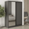 MebelStar Two-door wardrobe Standard BG DSP/Mirror Anthracite, 140x60x210 cm (MBS-11069)