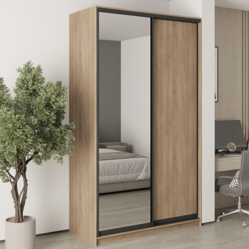 MebelStar Two-door wardrobe Standard BG DSP/Mirror Sonoma Oak, 140x60x240 cm (MBS-10259)