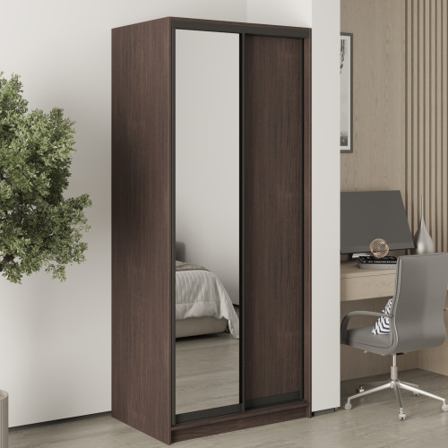 MebelStar Two-door wardrobe Standard BG DSP/Mirror Ristreto Oak, 90x45x210 cm (MBS-11019)