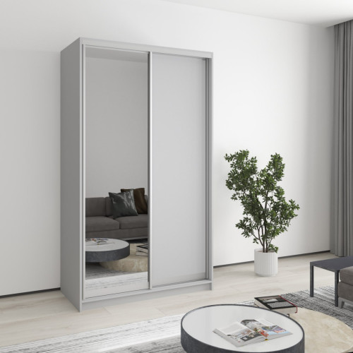 MebelStar Two-door wardrobe Standard AL Chipboard/Mirror Gray mouse, 120x60x210 cm (MBS-4314)