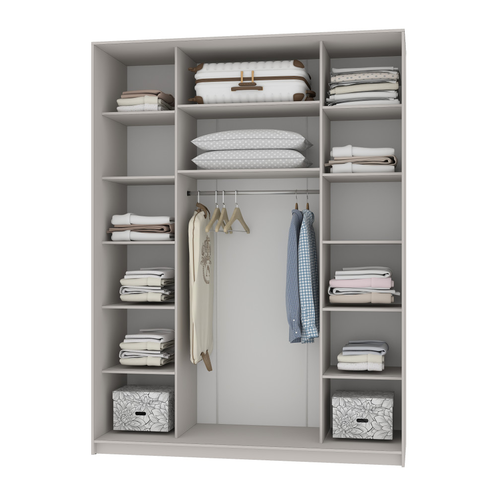 MebelStar Two-door wardrobe Combo BG DSP/Mirror Alaska white, 180x60x240 cm (MBS-10719)