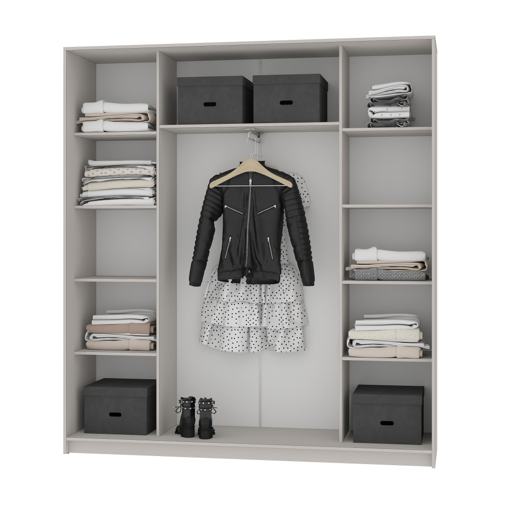 MebelStar Three-door wardrobe Combo BG 3DSP Alaska white, 190x45x210 cm (MBS-8869)