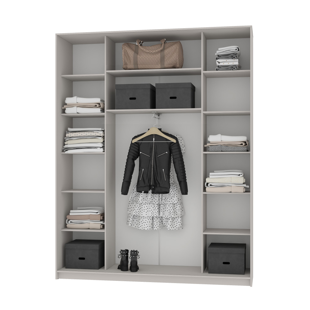 MebelStar Three-door wardrobe Combo BG 3DSP Cashmere, 190x45x240 cm (MBS-9469)
