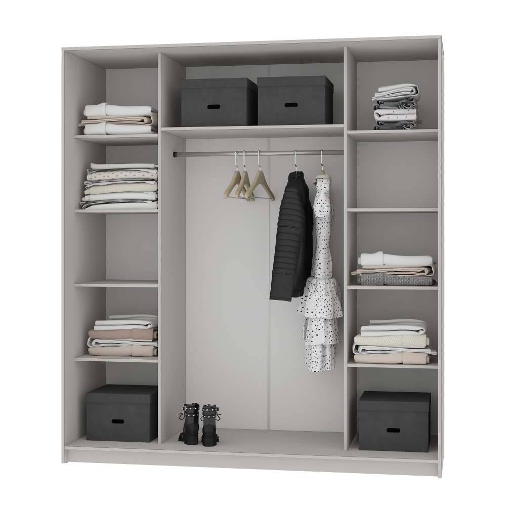 MebelStar Three-door wardrobe Combo BG 3DSP Concrete, 190x60x210 cm (MBS-8959)