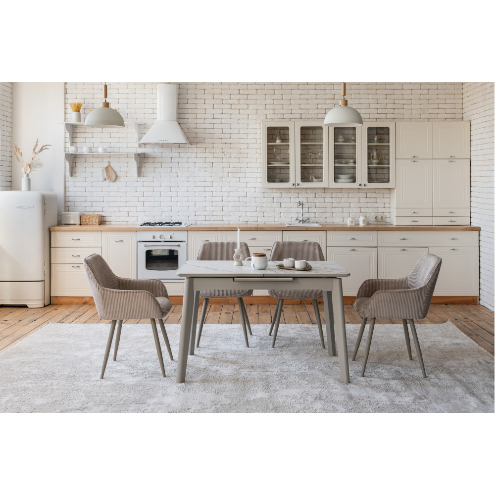 Обеденный керамический стол Vetro TM-76 Голден сэнд/Теплый песок (VTR-1188)