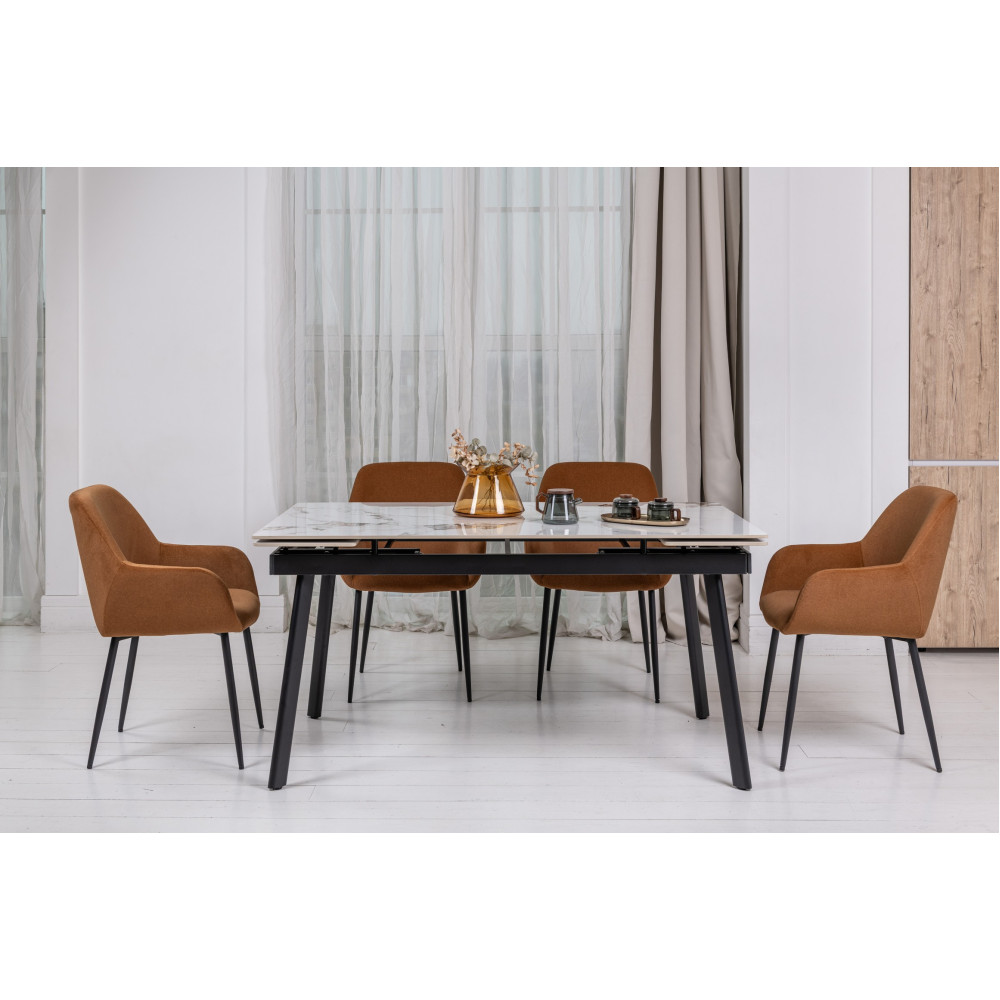 Обеденный керамический стол Vetro TM-98 Панда вайт/Черный (VTR-1228)