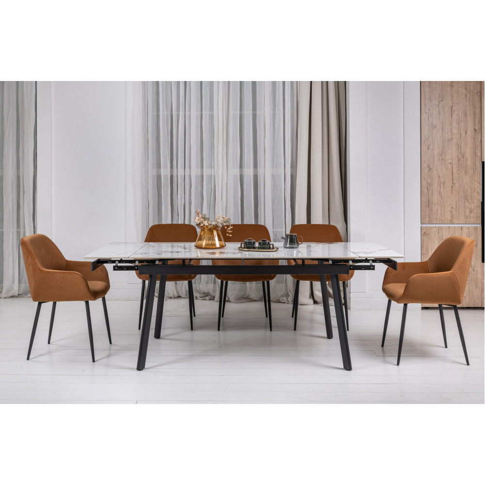 Обеденный керамический стол Vetro TM-98 Панда вайт/Черный (VTR-1228)