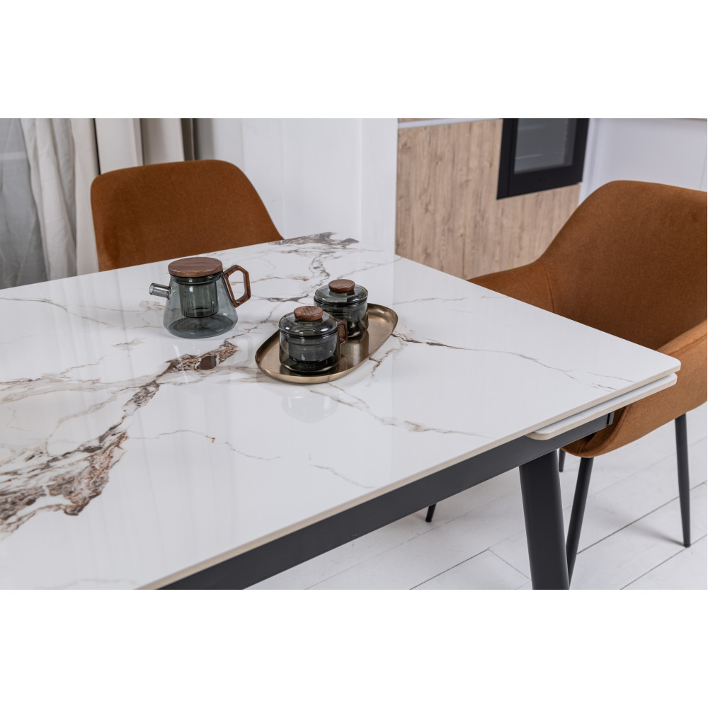 Обеденный керамический стол Vetro TM-98 Панда вайт/Черный (VTR-1228)