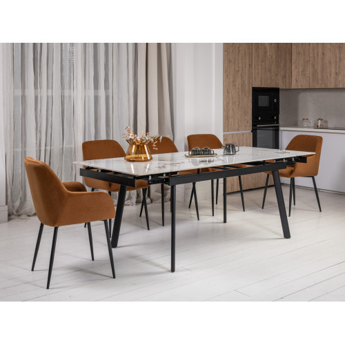 Обеденный керамический стол Vetro TM-98 Панда вайт/Черный (VTR-1228)