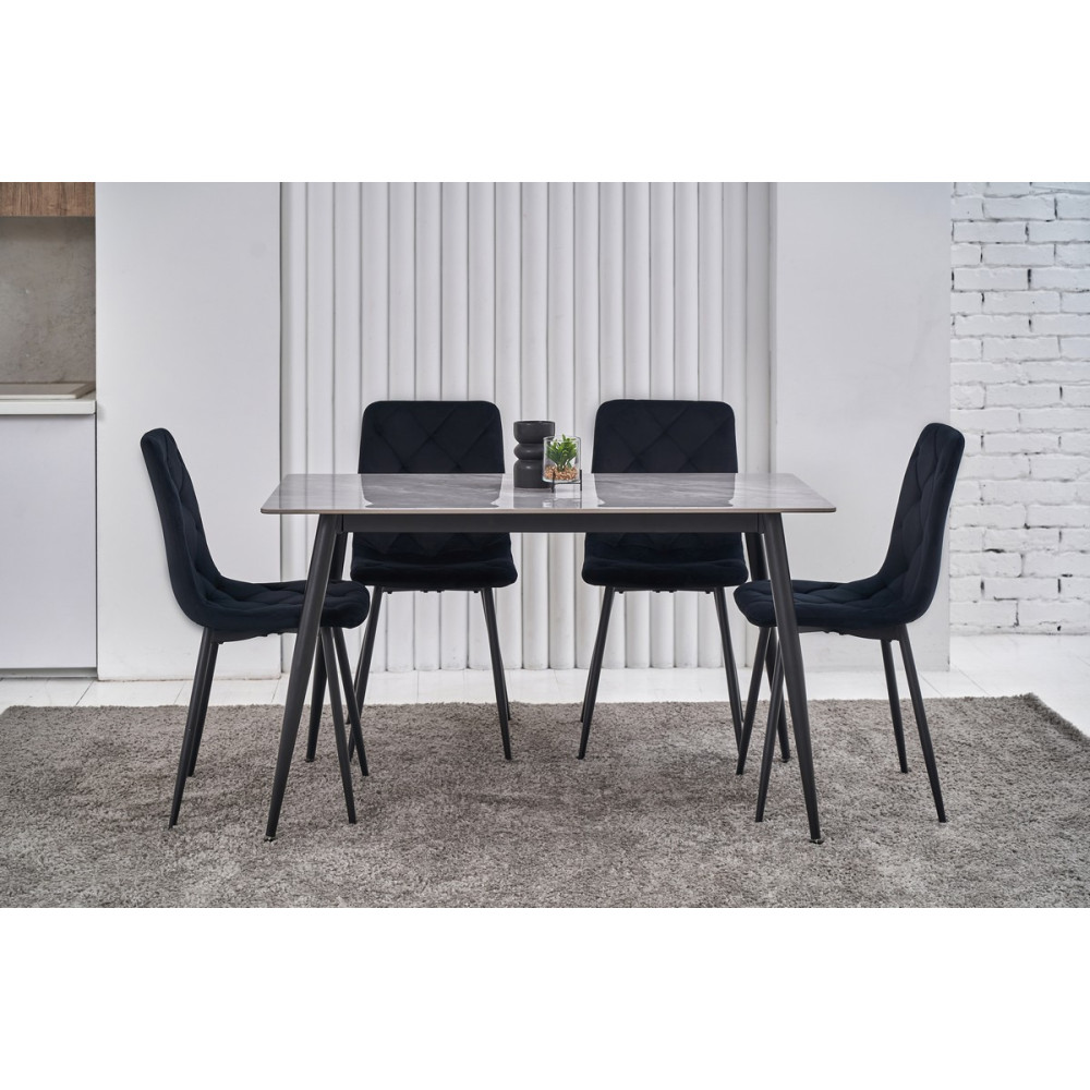 Обеденный керамический стол Vetro TM-100 Ребекка грей/Черный (VTR-1278)