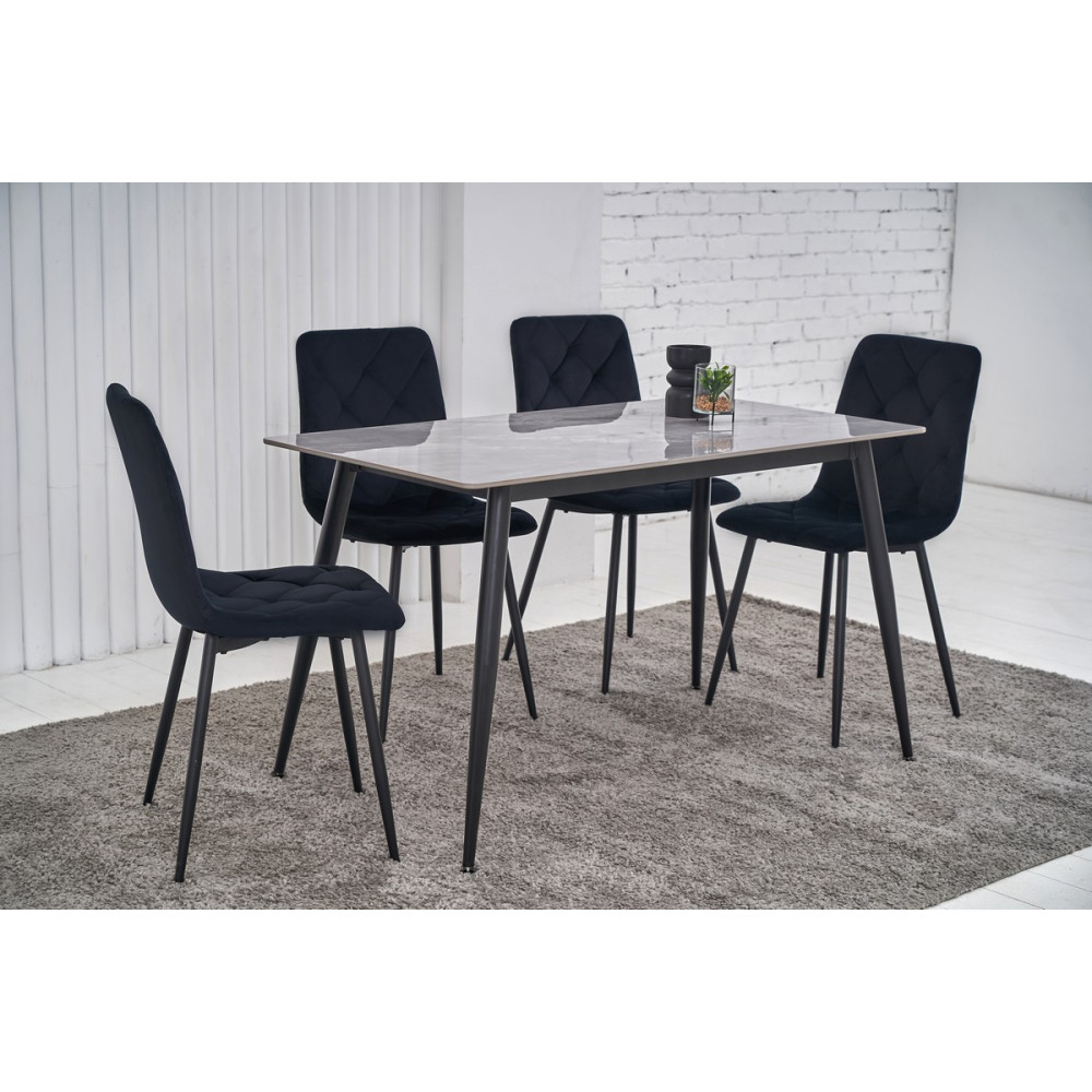 Обеденный керамический стол Vetro TM-100 Ребекка грей/Черный (VTR-1278)