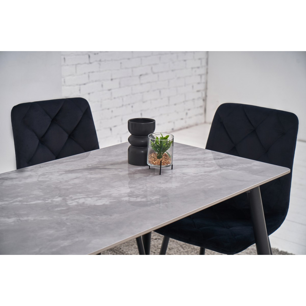 Обеденный керамический стол Vetro TM-100 Ребекка грей/Черный (VTR-1278)