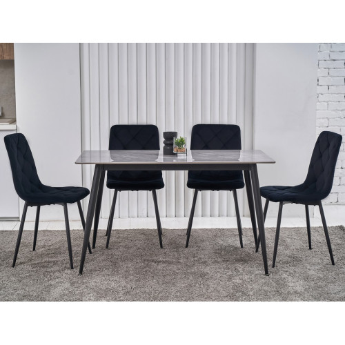 Обеденный керамический стол Vetro TM-100 Ребекка грей/Черный (VTR-1278)