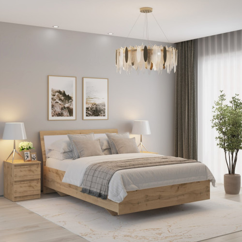 Кровать двуспальная MebelStar Бьянка Ламели 140x200 см Дуб тахо/Аляска белый (MBS-1027)