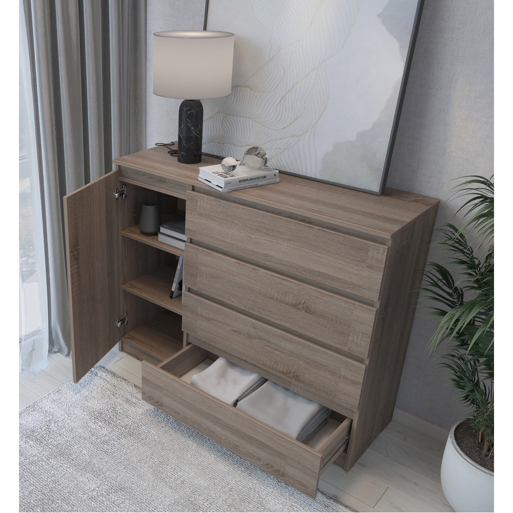 Комод в спальню MebelStar Нео 1Д4Ш 120x43x98 см Трюфель (MBS-1057)