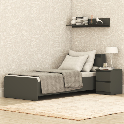 MebelStar Bed Single bed Neo 90x200 cm Anthracite (MBS-1147)