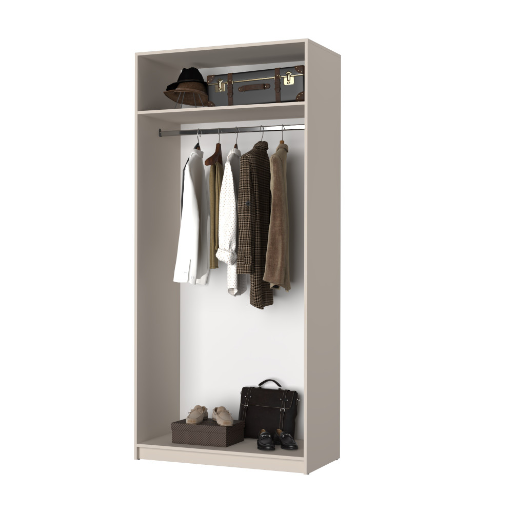 Шкаф 2-дверный с антресолью MebelStar Оскар Gloss BL-B, стандарт 100x52x260 см Кашемир/Кашемир (MBS-5385)