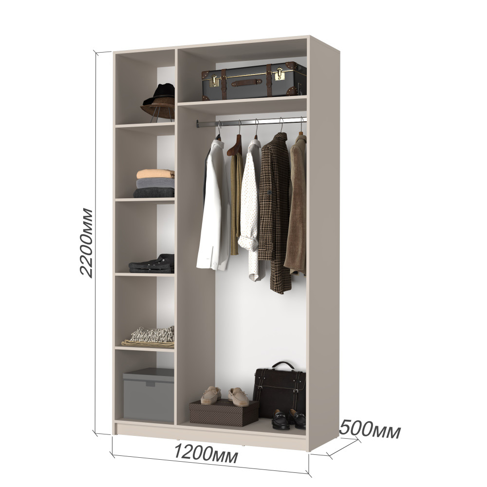 Шкаф 3-дверный с антресолью MebelStar Оскар ДСП BL-B, стандарт 120x52x260 см Кашемир (MBS-4875)