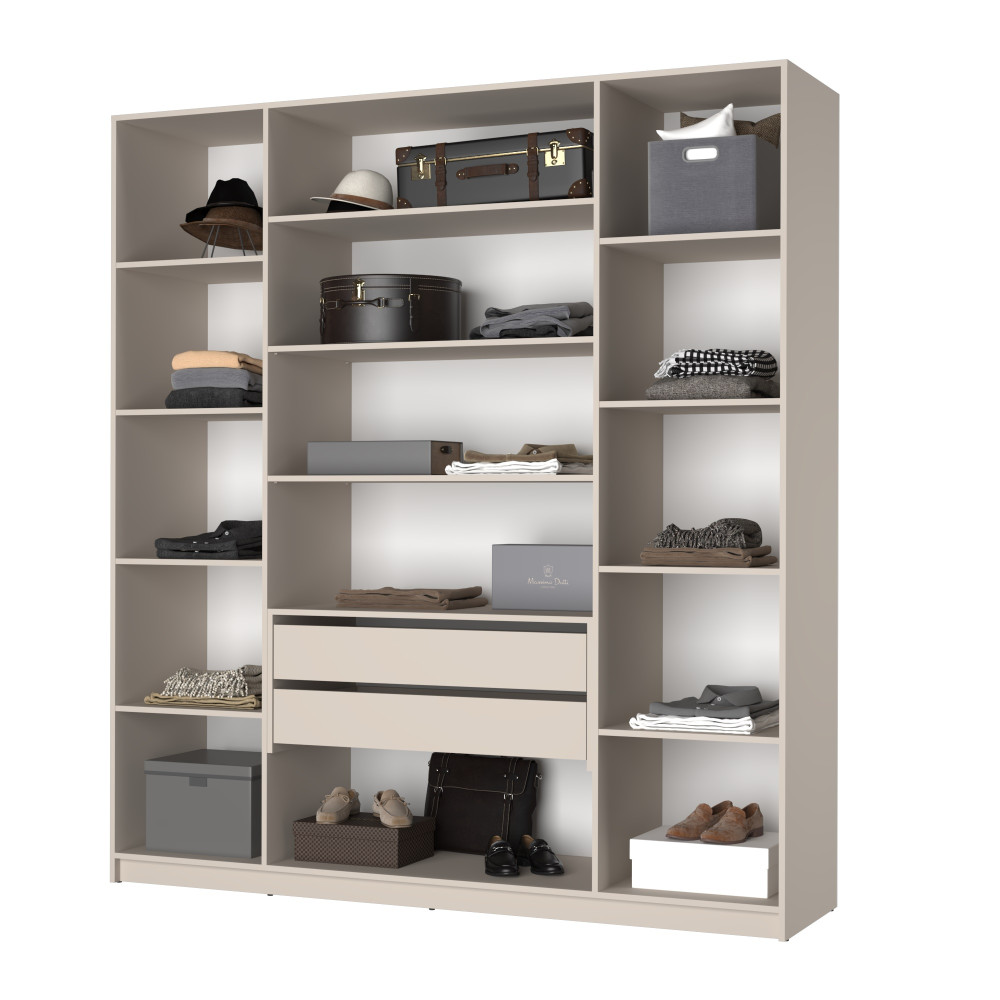 Шкаф 4-дверный MebelStar Оскар ДСП BL-B, блок ящиков+полки 200x52x220 см Кашемир (MBS-4755)