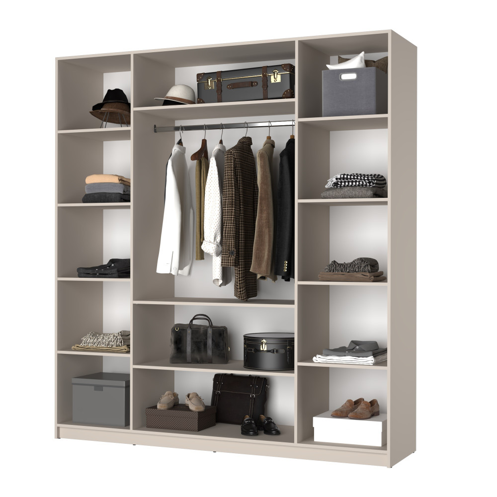 Шкаф 4-дверный MebelStar Оскар ДСП BL-B, комплект полок 200x52x220 см Кашемир (MBS-4735)