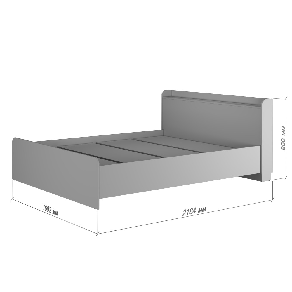 Кровать двуспальная MebelStar Нео 160x200 см Антрацит (MBS-1137)