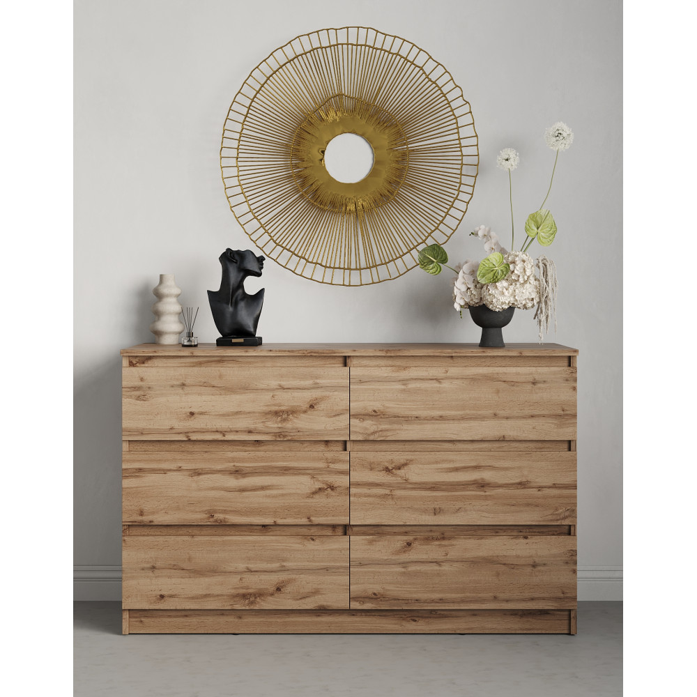 Комод для вещей MebelStar Нео 6Ш 120x43x75,5 см Дуб тахо (MBS-1087)