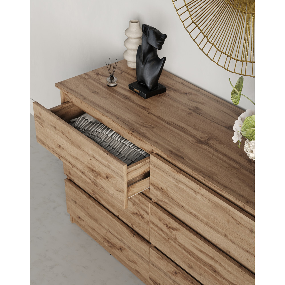 Комод для вещей MebelStar Нео 6Ш 120x43x75,5 см Дуб тахо (MBS-1087)