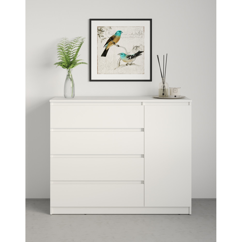 Комод в спальню MebelStar Нео 1Д4Ш 120x43x98 см Аляска білий (MBS-1047)