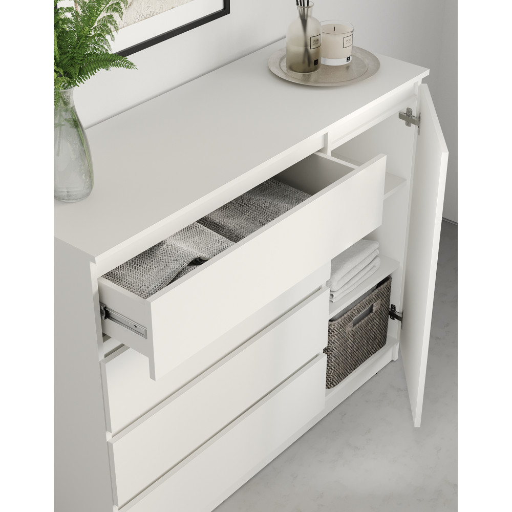 Комод в спальню MebelStar Нео 1Д4Ш 120x43x98 см Аляска білий (MBS-1047)