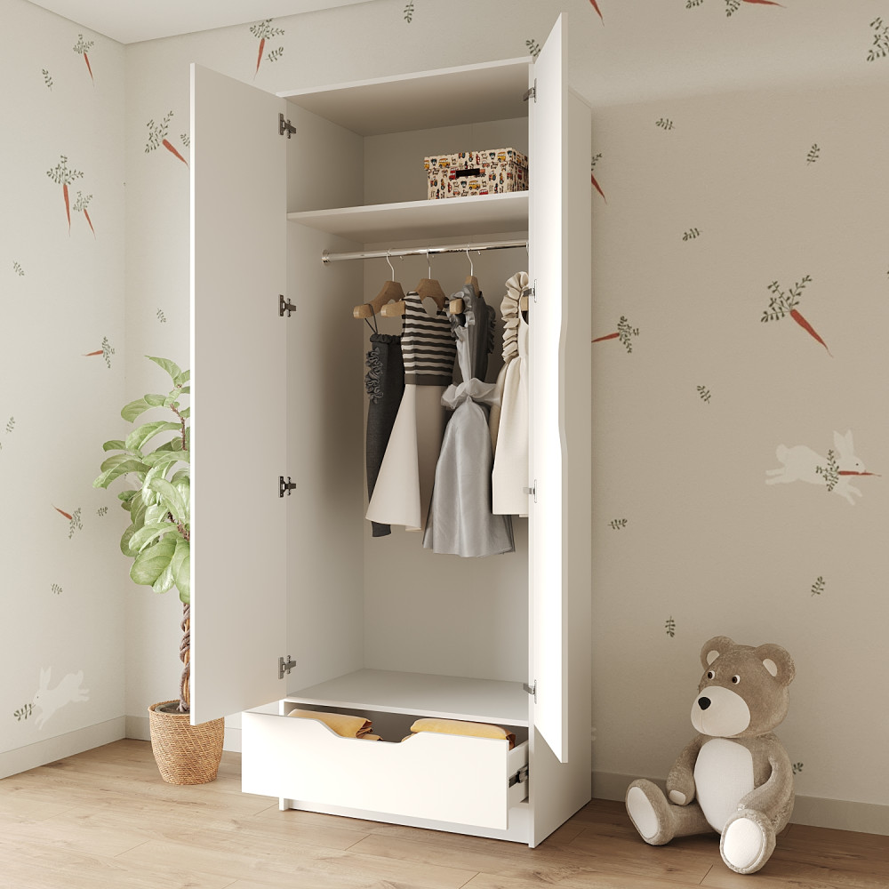 Шкаф распашной MebelStar 2Д1Ш Лилу 80x50x210 см Аляска белый (MBS-1317)