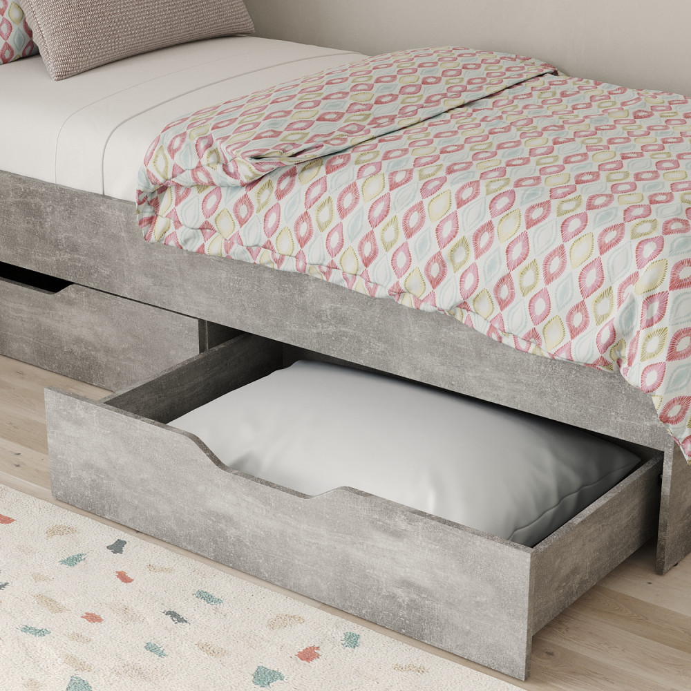 Кровать односпальная MebelStar Лилу с ящиками 90x200 см Бетон (MBS-1347)