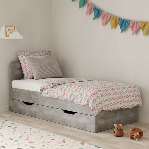 Ліжко односпальне MebelStar Лілу з ящиками 90x200 см Бетон (MBS-1347)