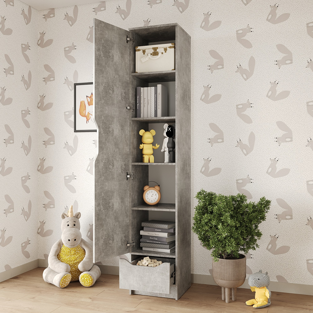 Пенал закрытый 1Д1Ш Лилу 40x40x210 см Бетон (MBS-1387)