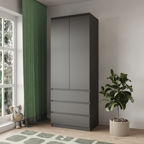 Шкаф распашной с ящиками MebelStar Нео 2Д3Ш 80x50x210 см Антрацит (MBS-1117)