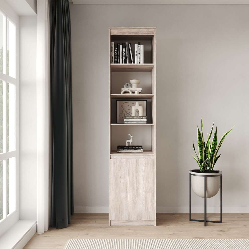 Пенал с открытыми полками MebelStar Нео 1Д 50x50x210 см Аляска серый (MBS-1157)