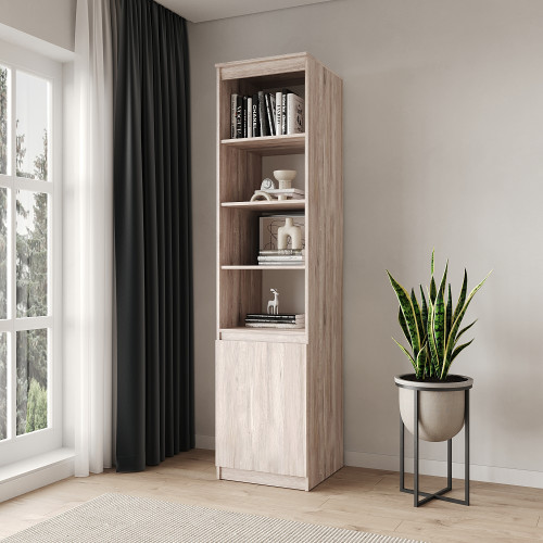 Пенал с открытыми полками MebelStar Нео 1Д 50x50x210 см Аляска серый (MBS-1157)