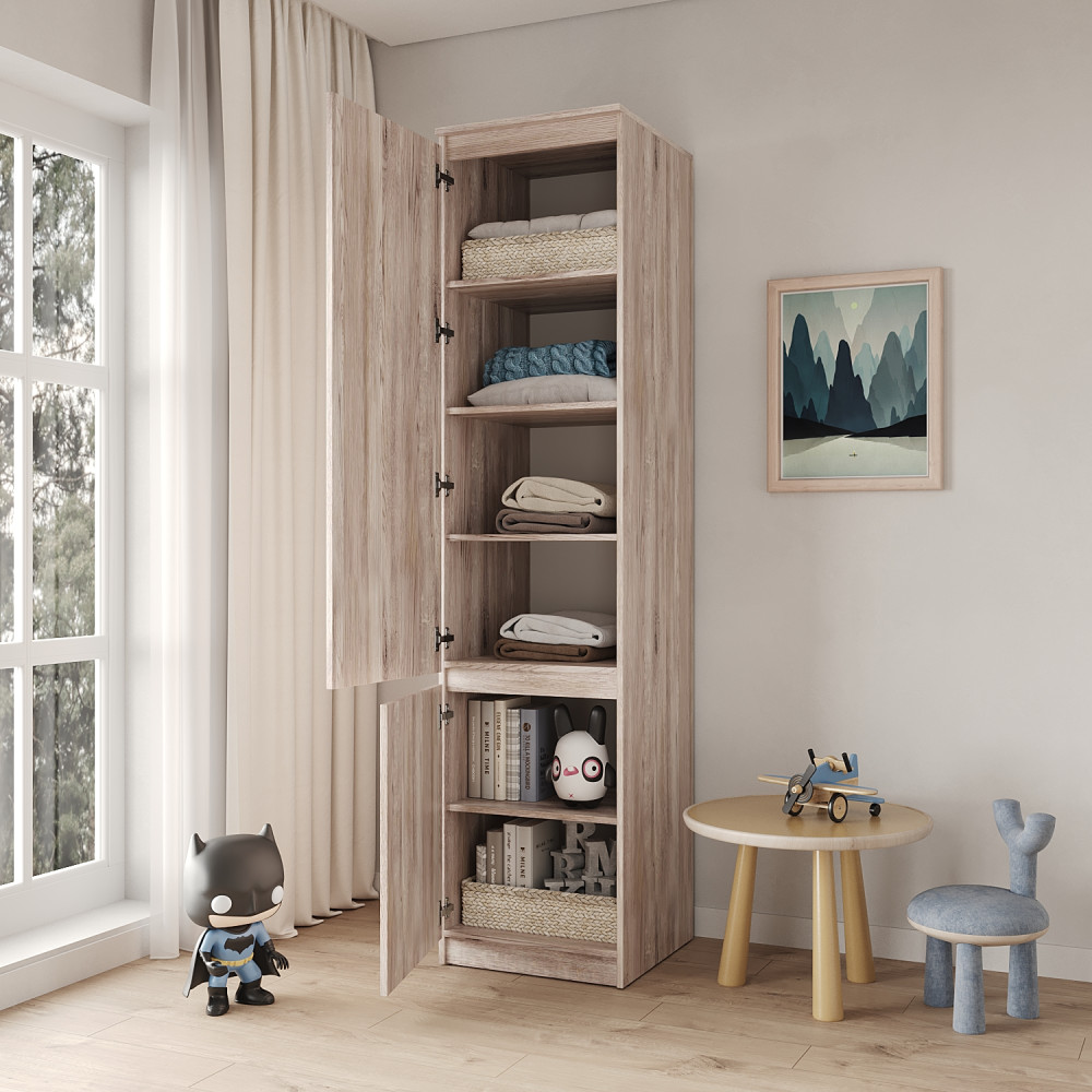 Пенал закрытый с полками MebelStar Нео 2Д 50x50x210 см Аляска серый (MBS-1177)