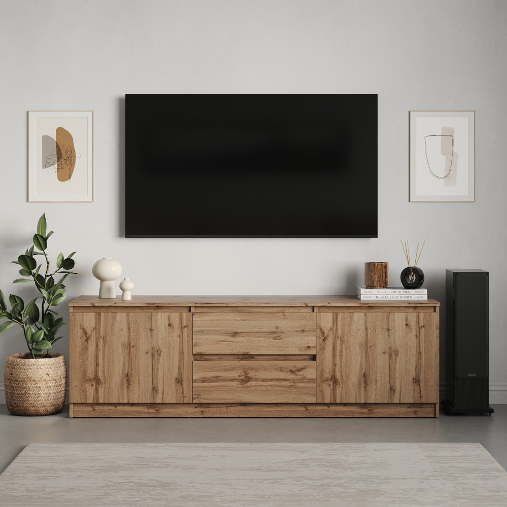 Тумба под телевизор MebelStar Нео 2Ш2Д 150x43x53 см Дуб тахо (MBS-1257)