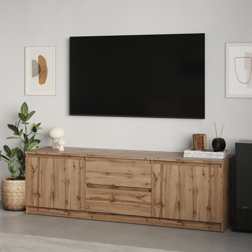 Тумба под телевизор MebelStar Нео 2Ш2Д 150x43x53 см Дуб тахо (MBS-1257)