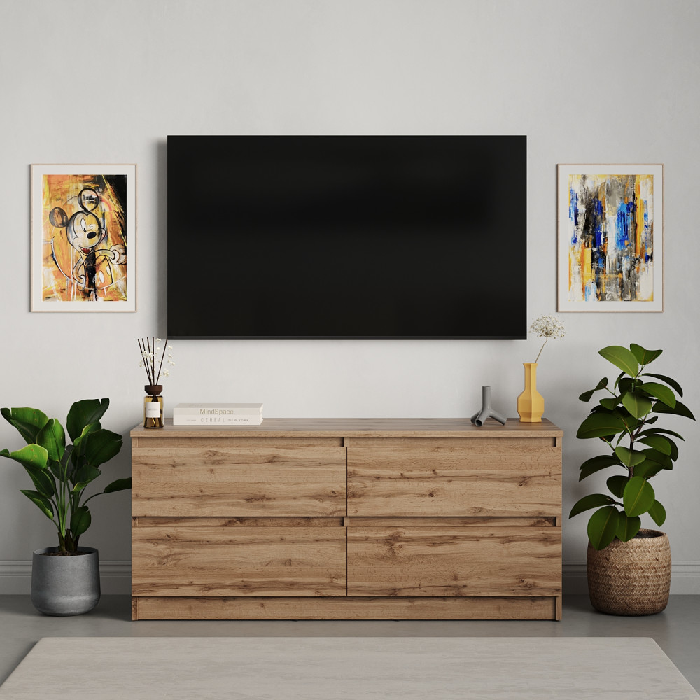 Тумба под телевизор MebelStar Нео 4Ш 120x43x53 см Дуб тахо (MBS-1277)