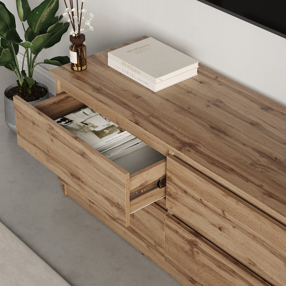 Тумба под телевизор MebelStar Нео 4Ш 120x43x53 см Дуб тахо (MBS-1277)