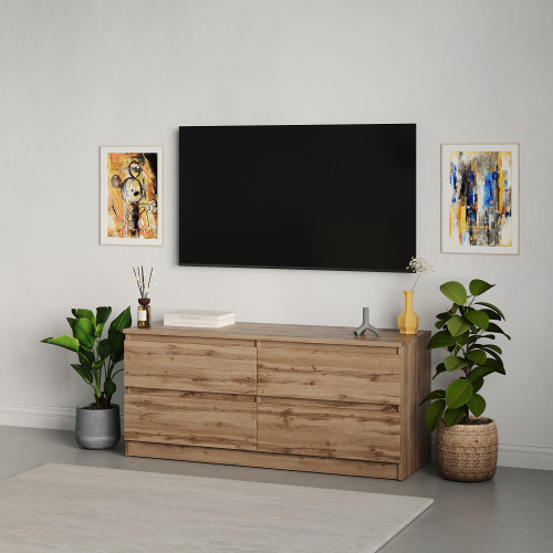 Тумба під телевізор MebelStar Нео 4Ш 120x43x53 см Дуб тахо (MBS-1277)