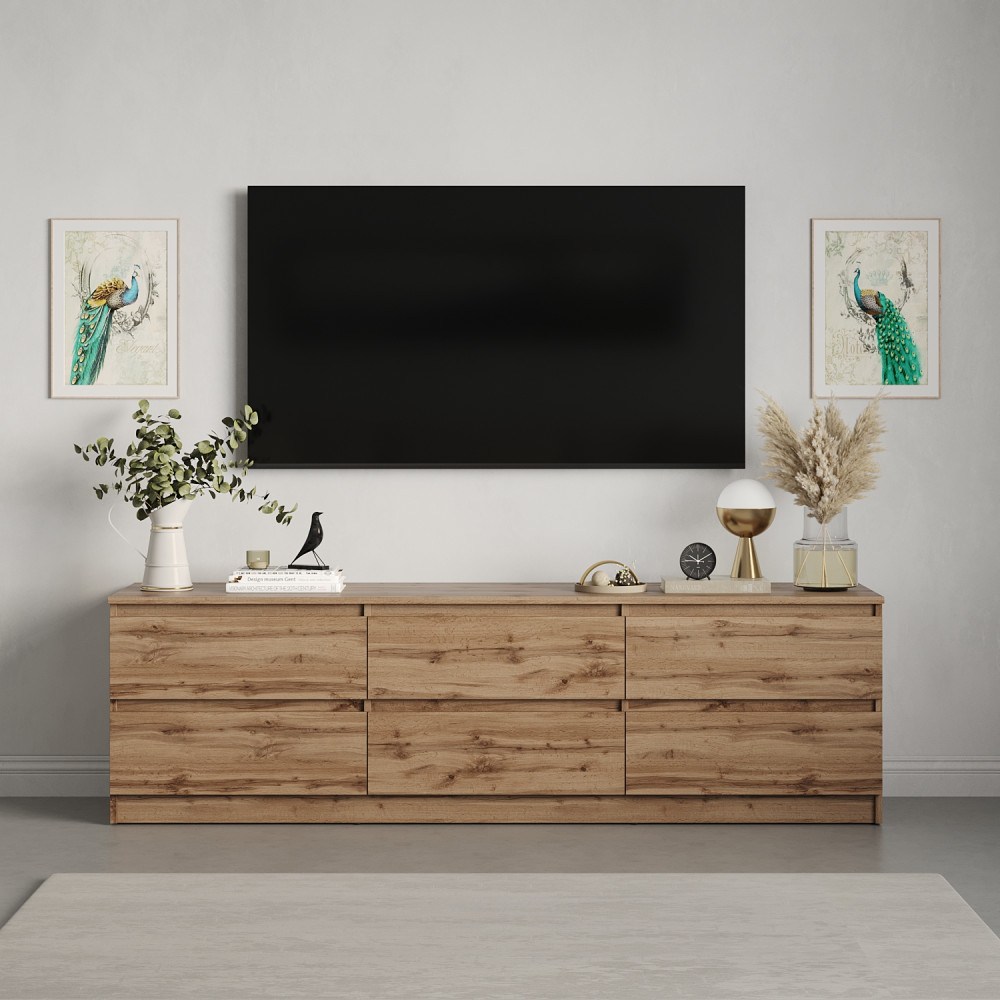 Тумба под телевизор MebelStar Нео 6Ш 180x43x53 см Дуб тахо (MBS-1297)