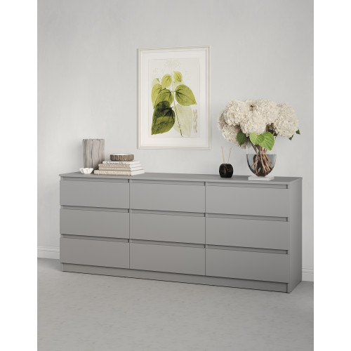 MebelStar Chest of Drawers for the living room Neo 9Sh 180x43x75.5 cm Gray mouse (MBS-1327)