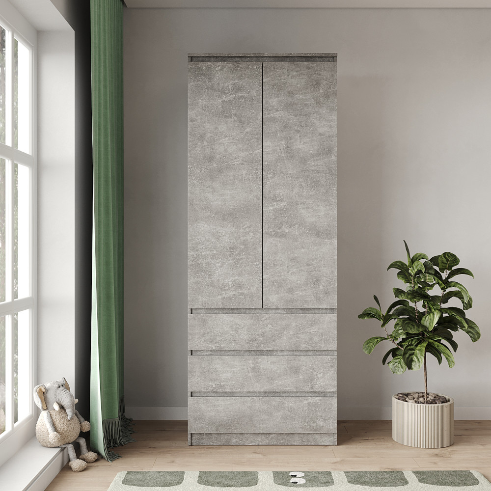 Шкаф распашной с ящиками MebelStar Нео 2Д3Ш 80x50x210 см Бетон (MBS-1417)