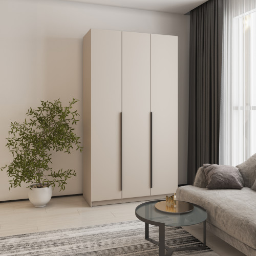 Шкаф 3-дверный MebelStar Оскар ДСП BL-B, стандарт 120x52x220 см Кашемир (MBS-4535)