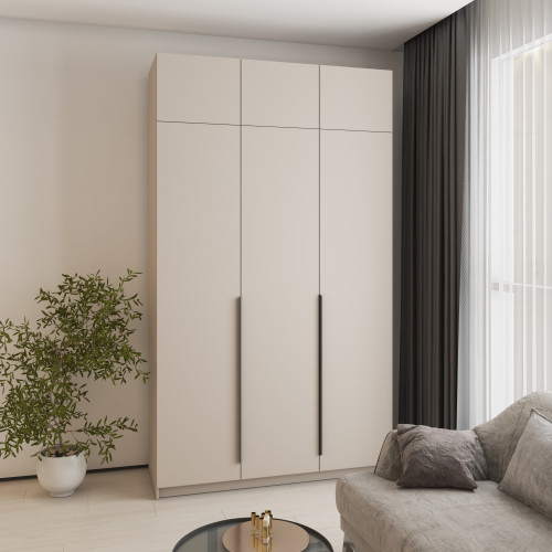 Шкаф 3-дверный с антресолью MebelStar Оскар ДСП BL-B, стандарт 150x52x260 см Кашемир (MBS-4935)