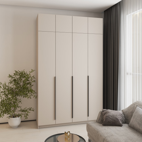 Шкаф 4-дверный с антресолью MebelStar Оскар ДСП BL-B, стандарт 160x52x260 см Кашемир (MBS-4995)